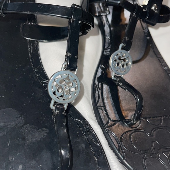 Coach black with silver jelly thong size 8 - Picture 2 of 5
